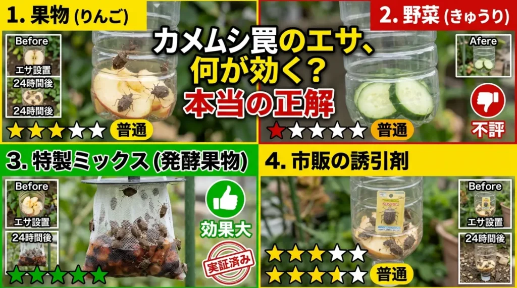 カメムシの罠に使う餌の種類、本当に効くのは何？